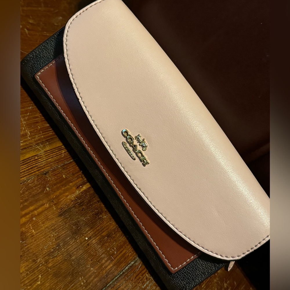 Coach wallet, pink tan and brown